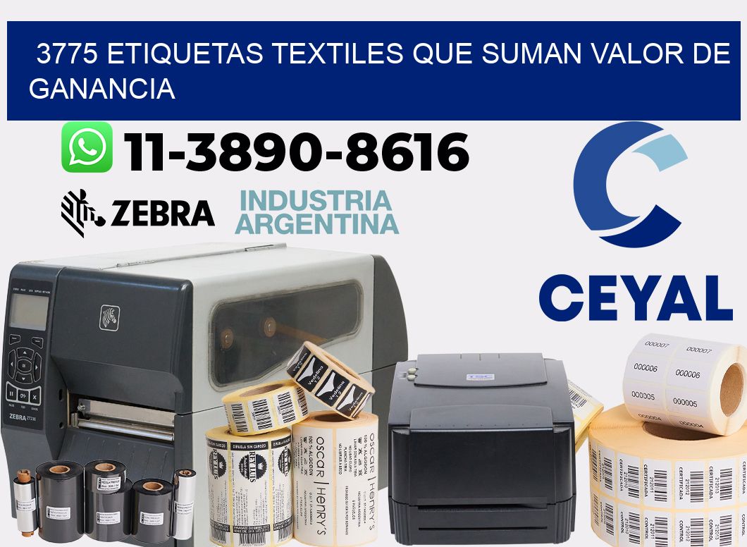 3775 Etiquetas textiles que suman valor de ganancia
