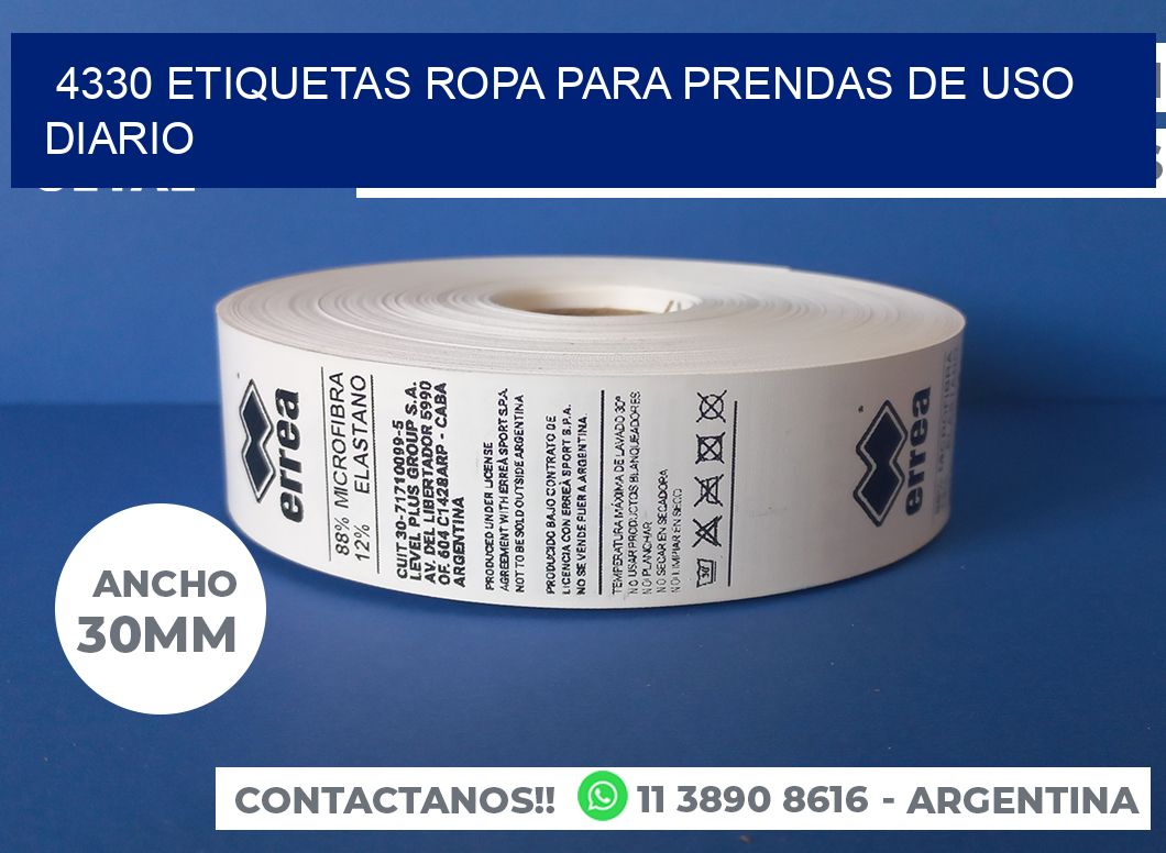 4330 Etiquetas ropa para prendas de uso diario