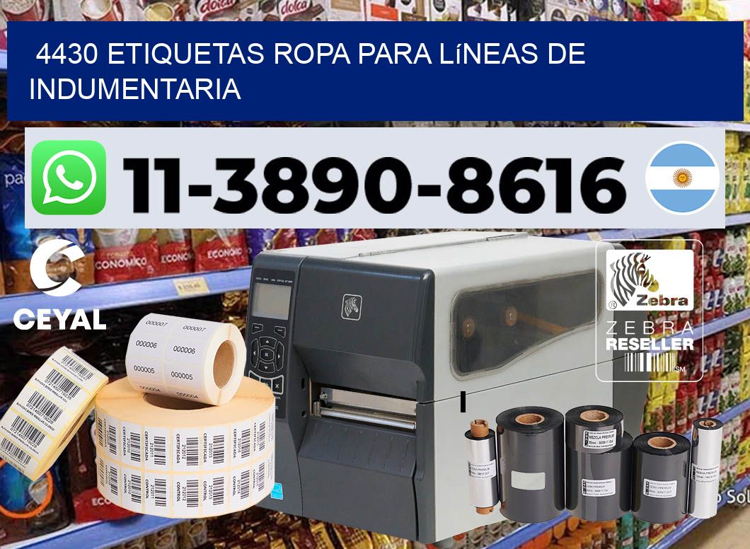 4430 Etiquetas ropa para líneas de indumentaria