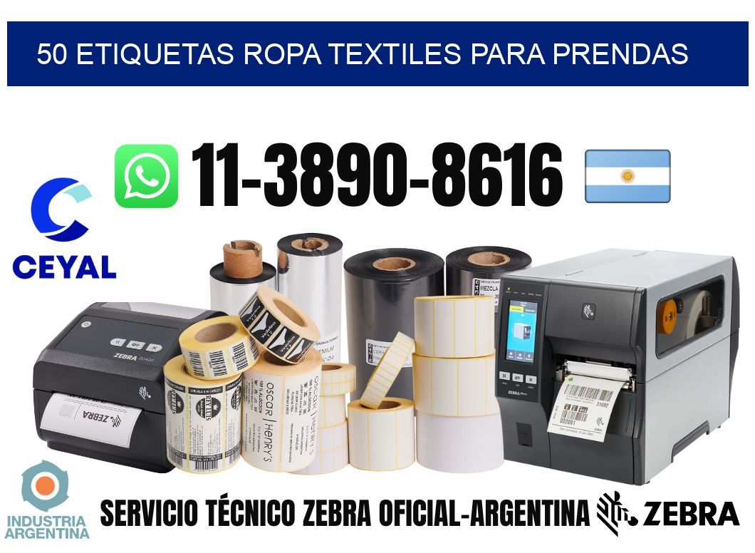 50 Etiquetas ropa textiles para prendas