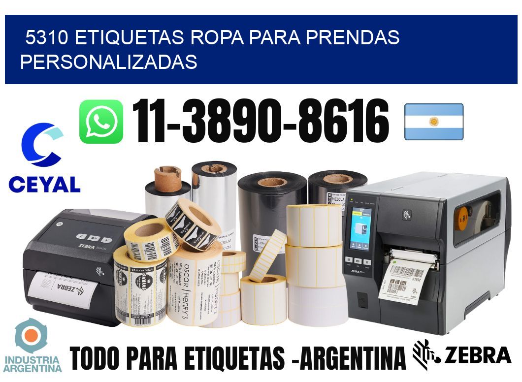 5310 Etiquetas ropa para prendas personalizadas