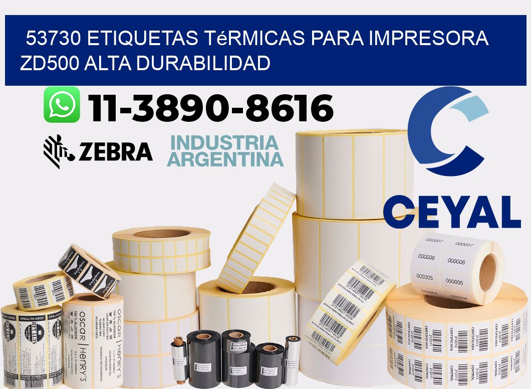 53730 etiquetas térmicas para impresora zd500 alta durabilidad