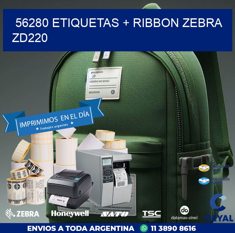 56280 etiquetas + ribbon zebra zd220