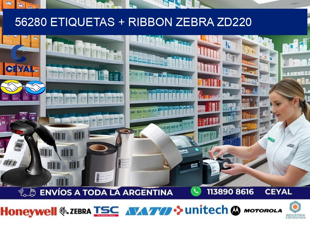 56280 etiquetas + ribbon zebra zd220