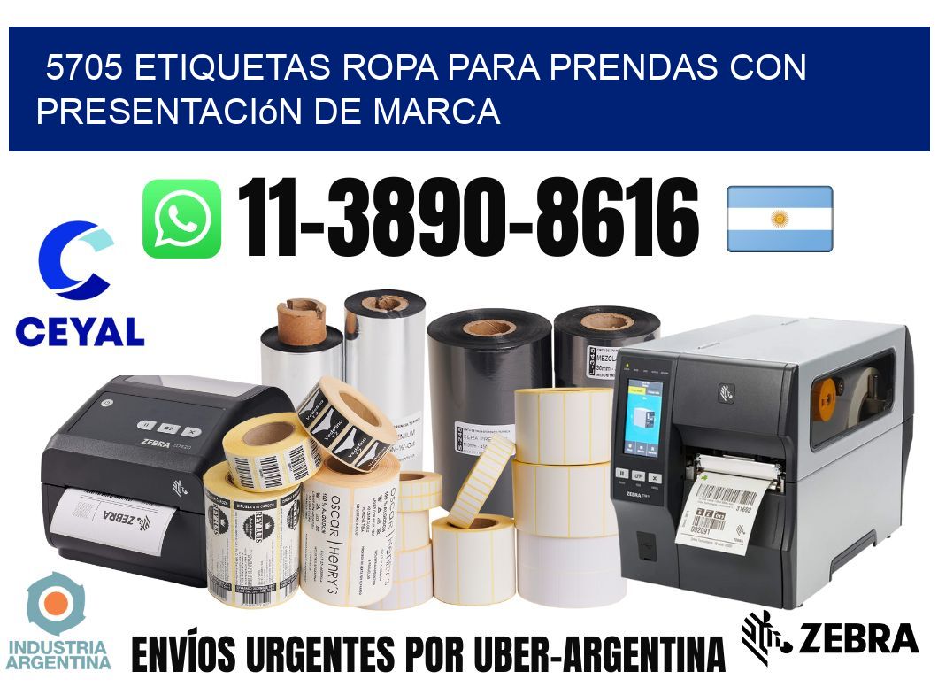 5705 Etiquetas ropa para prendas con presentación de marca