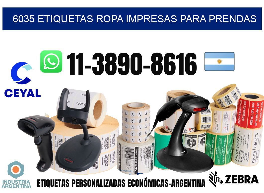 6035 Etiquetas ropa impresas para prendas