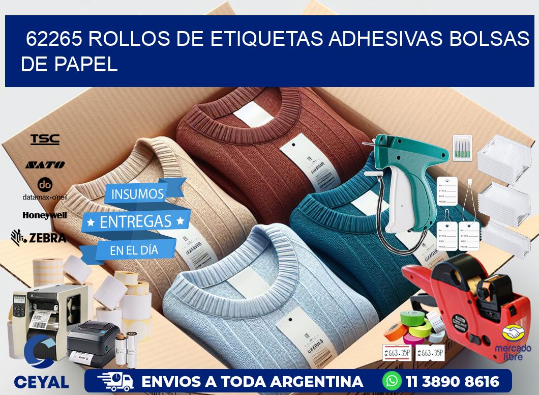 62265 rollos de etiquetas adhesivas bolsas de papel