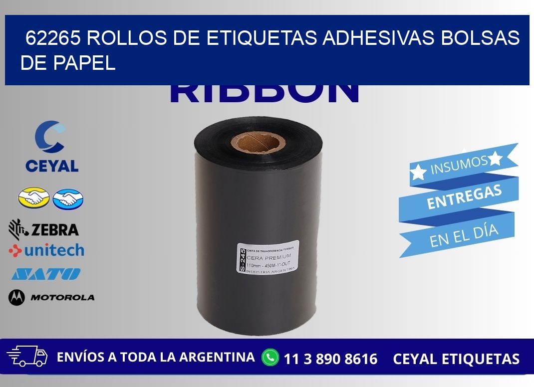 62265 rollos de etiquetas adhesivas bolsas de papel