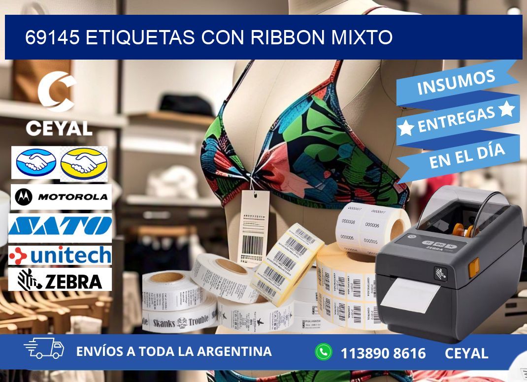 69145 etiquetas con ribbon mixto