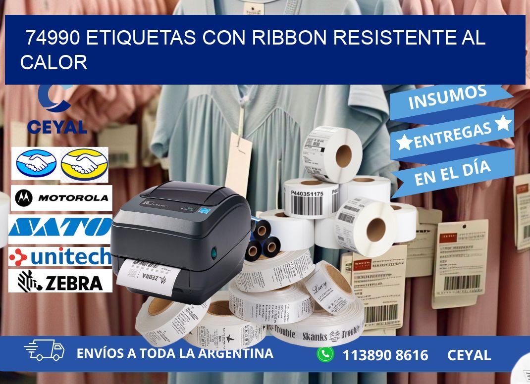 74990 etiquetas con ribbon resistente al calor