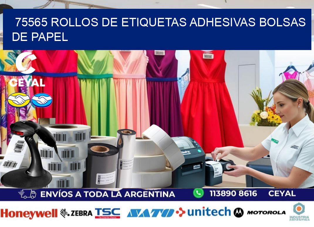 75565 rollos de etiquetas adhesivas bolsas de papel