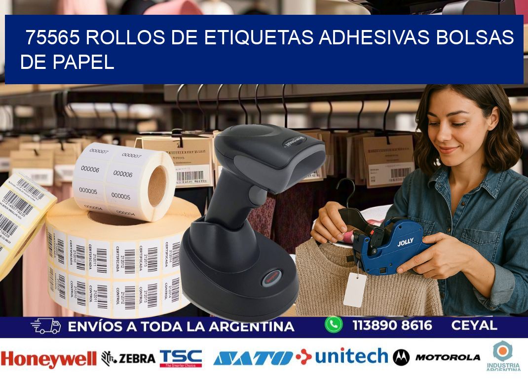 75565 rollos de etiquetas adhesivas bolsas de papel