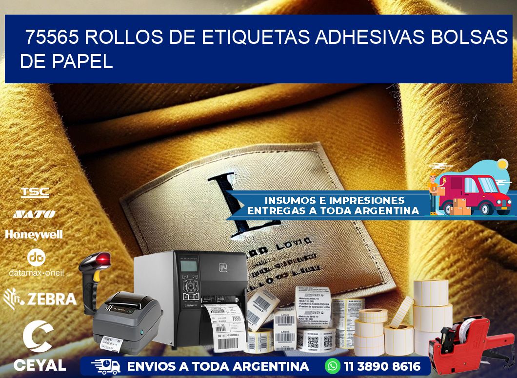 75565 rollos de etiquetas adhesivas bolsas de papel