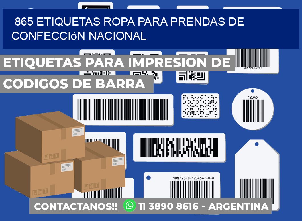865 Etiquetas ropa para prendas de confección nacional