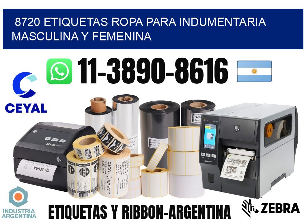 8720 Etiquetas ropa para indumentaria masculina y femenina