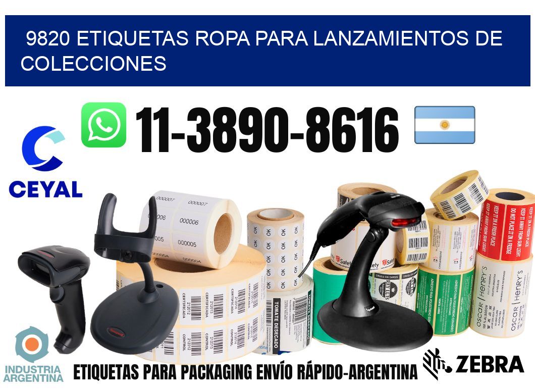 9820 Etiquetas ropa para lanzamientos de colecciones
