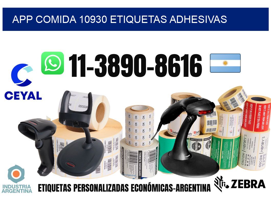 App comida 10930 etiquetas adhesivas