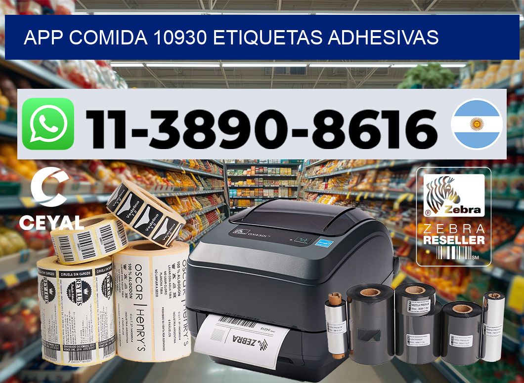 App comida 10930 etiquetas adhesivas
