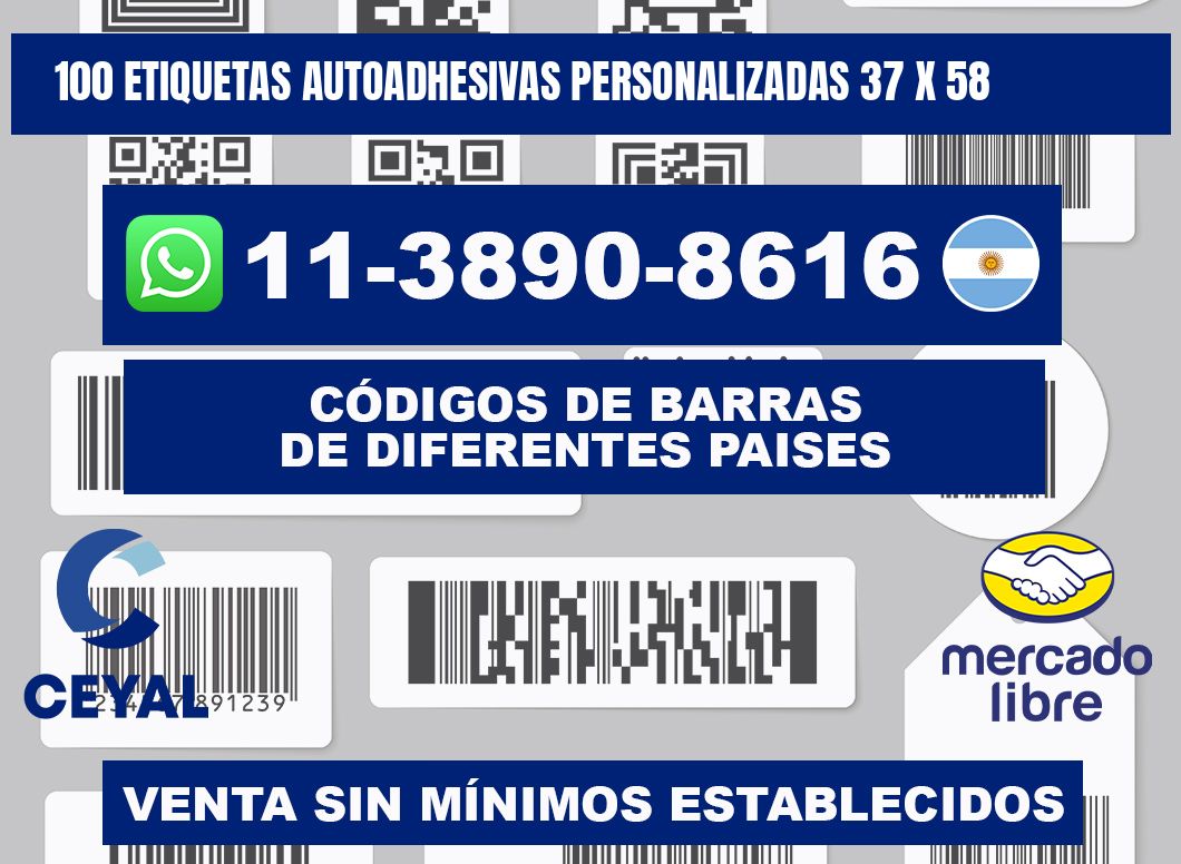 100 Etiquetas autoadhesivas personalizadas 37 x 58