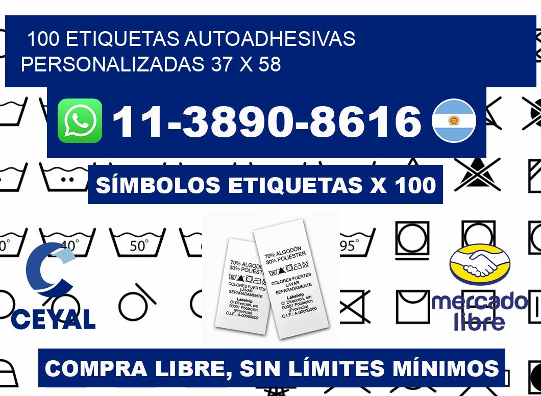 100 Etiquetas autoadhesivas personalizadas 37 x 58