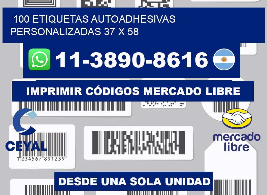 100 Etiquetas autoadhesivas personalizadas 37 x 58
