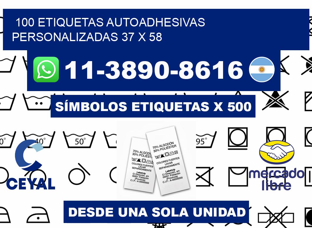 100 Etiquetas autoadhesivas personalizadas 37 x 58