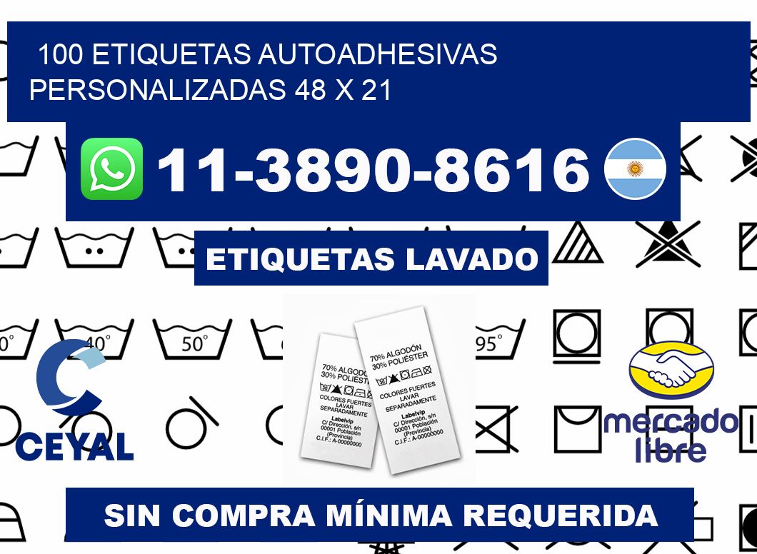 100 Etiquetas autoadhesivas personalizadas 48 x 21