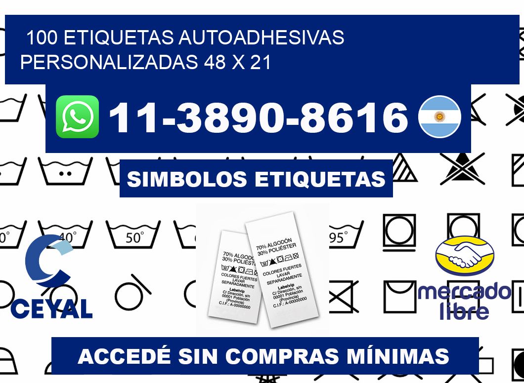 100 Etiquetas autoadhesivas personalizadas 48 x 21