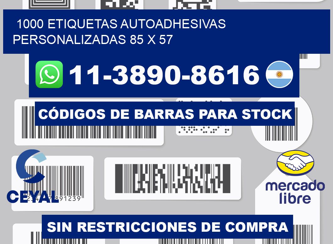1000 Etiquetas autoadhesivas personalizadas 85 x 57