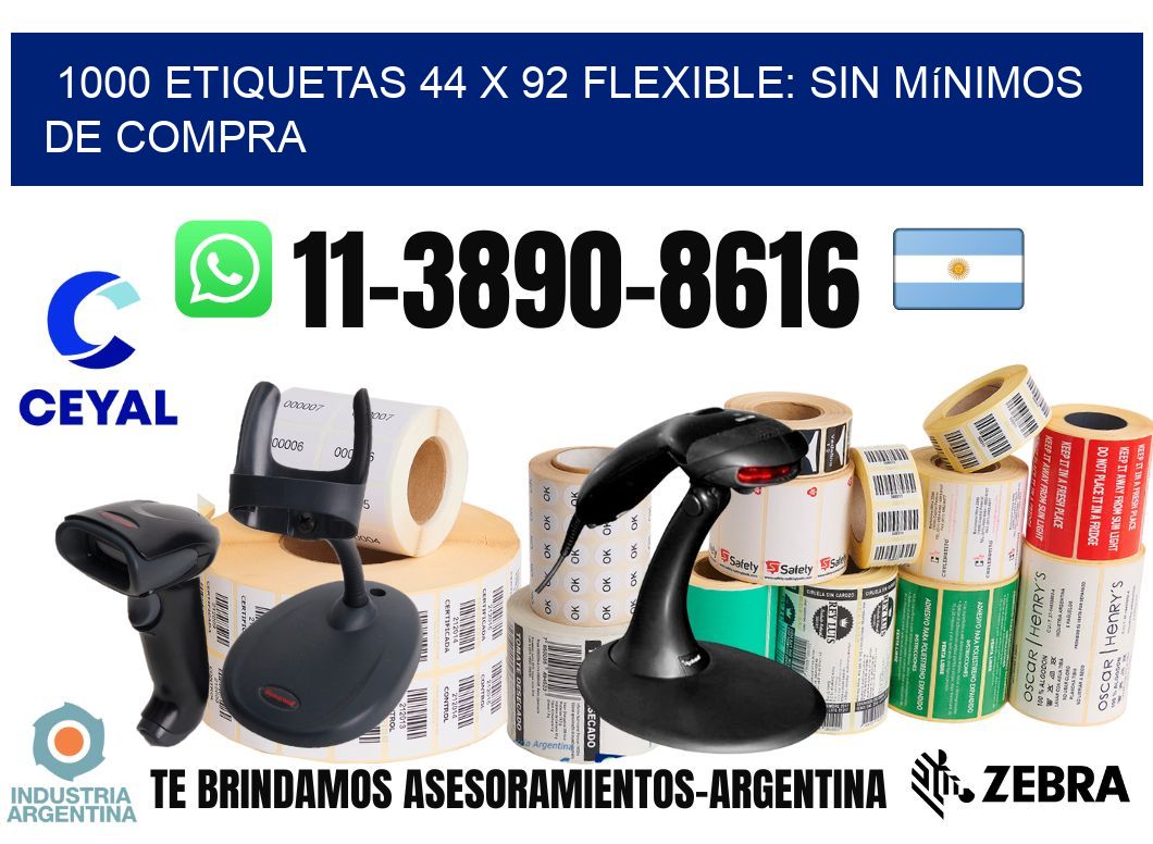 1000 etiquetas 44 x 92 Flexible: sin mínimos de compra