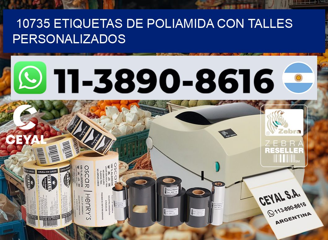 10735 Etiquetas de poliamida con talles personalizados