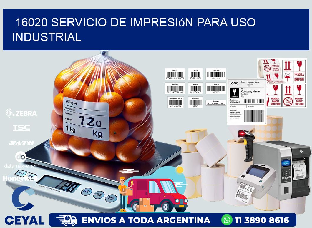 16020 Servicio de impresión para uso industrial
