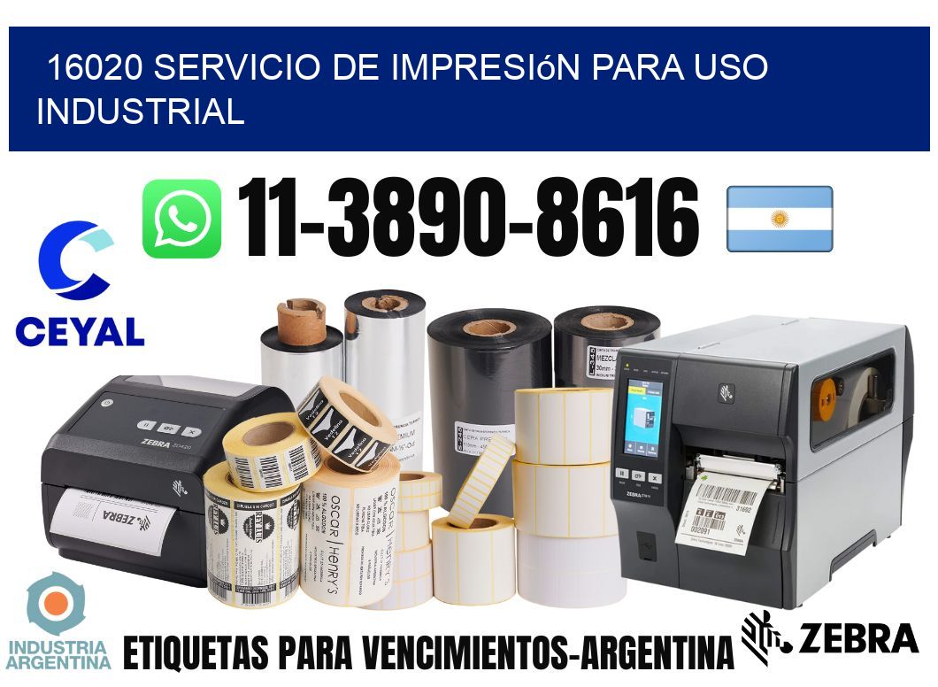16020 Servicio de impresión para uso industrial