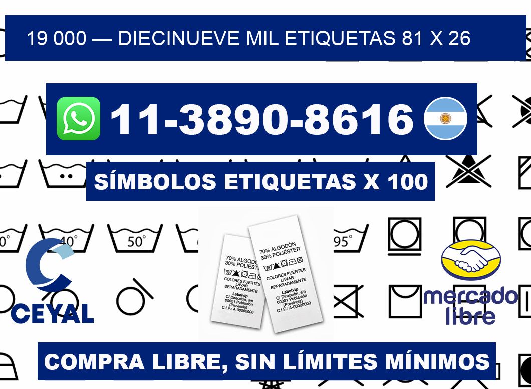 19 000 — diecinueve mil etiquetas 81 x 26