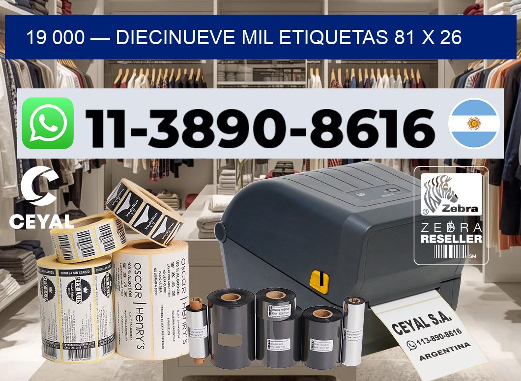 19 000 — diecinueve mil etiquetas 81 x 26