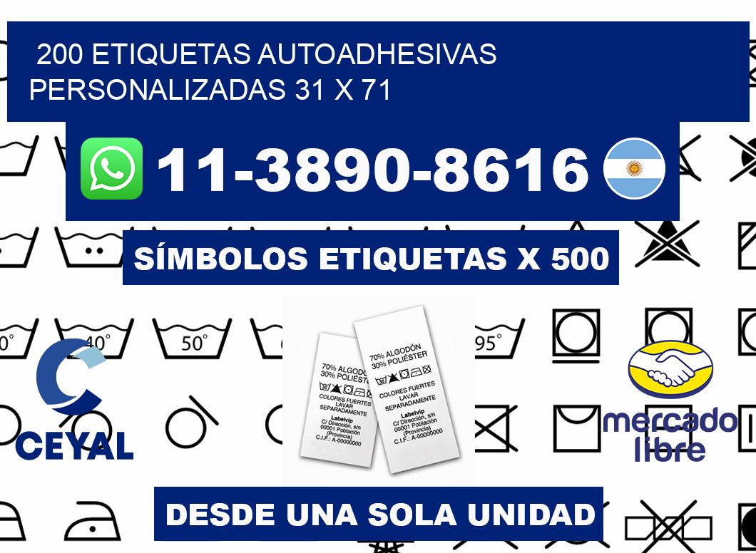 200 Etiquetas autoadhesivas personalizadas 31 x 71