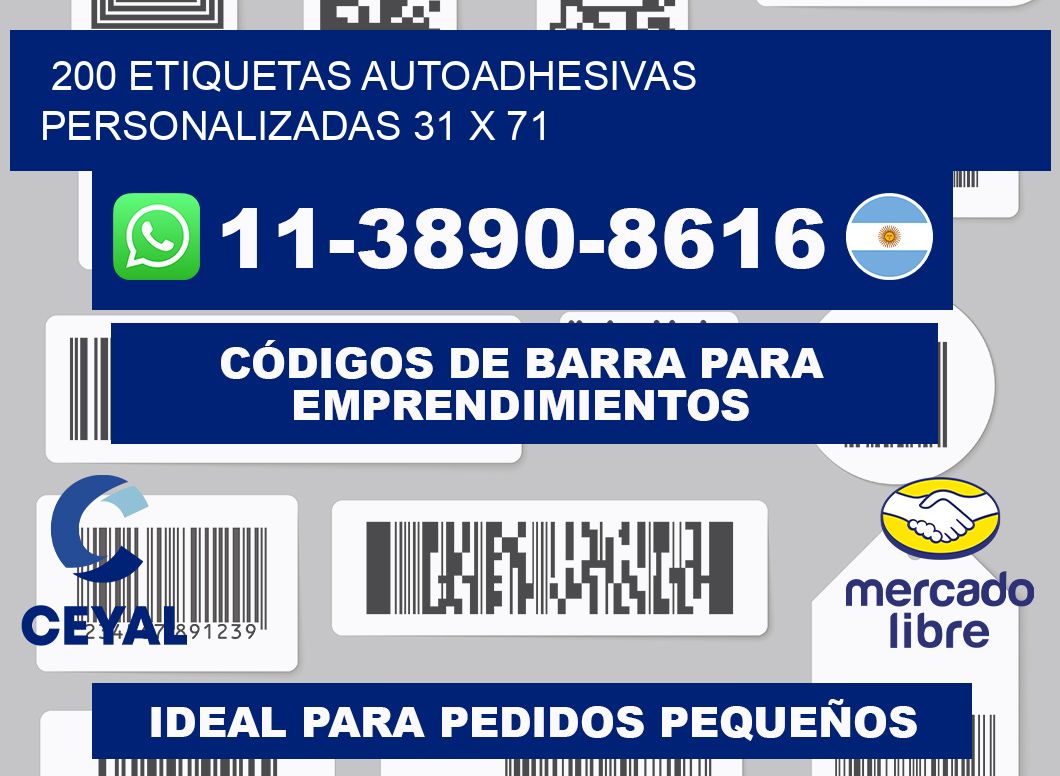 200 Etiquetas autoadhesivas personalizadas 31 x 71