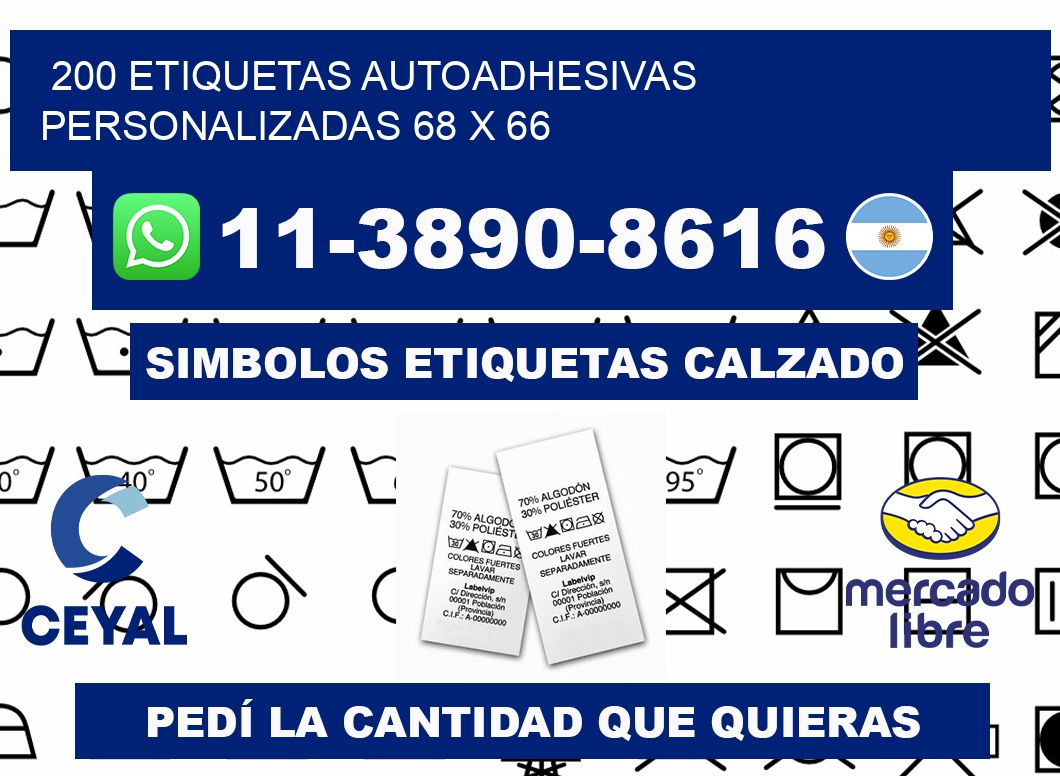 200 Etiquetas autoadhesivas personalizadas 68 x 66