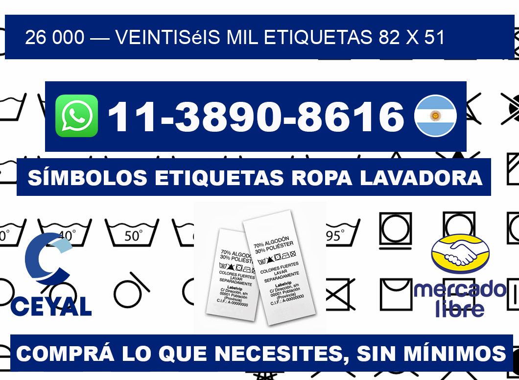 26 000 — veintiséis mil etiquetas 82 x 51