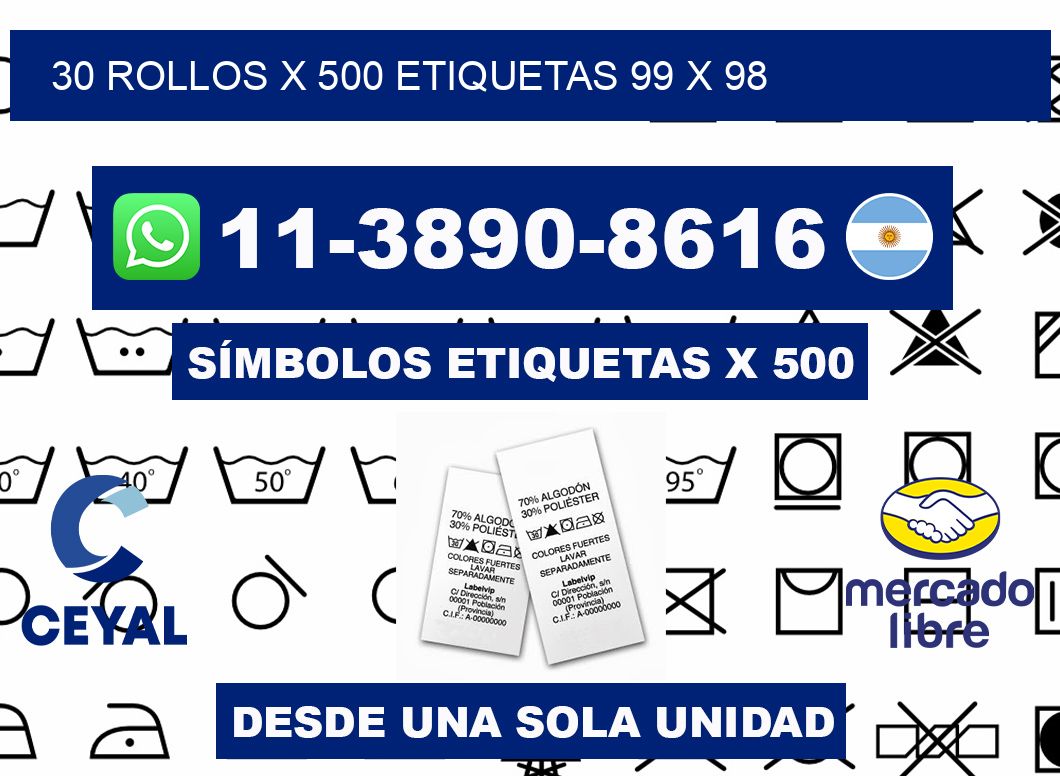 30 rollos x 500 etiquetas 99 x 98