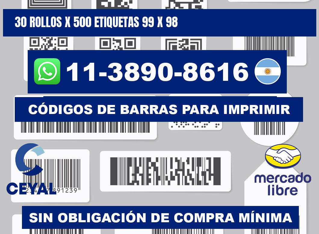 30 rollos x 500 etiquetas 99 x 98