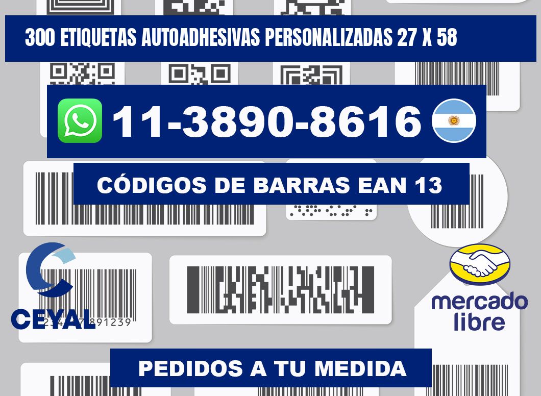 300 Etiquetas autoadhesivas personalizadas 27 x 58