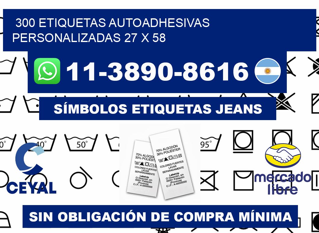 300 Etiquetas autoadhesivas personalizadas 27 x 58