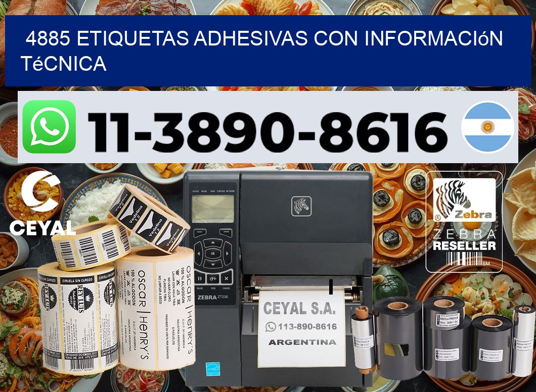 4885 Etiquetas adhesivas con información técnica