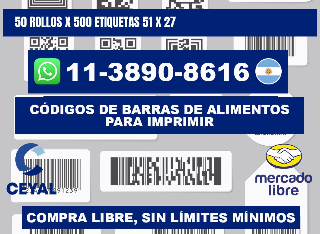 50 rollos x 500 etiquetas 51 x 27