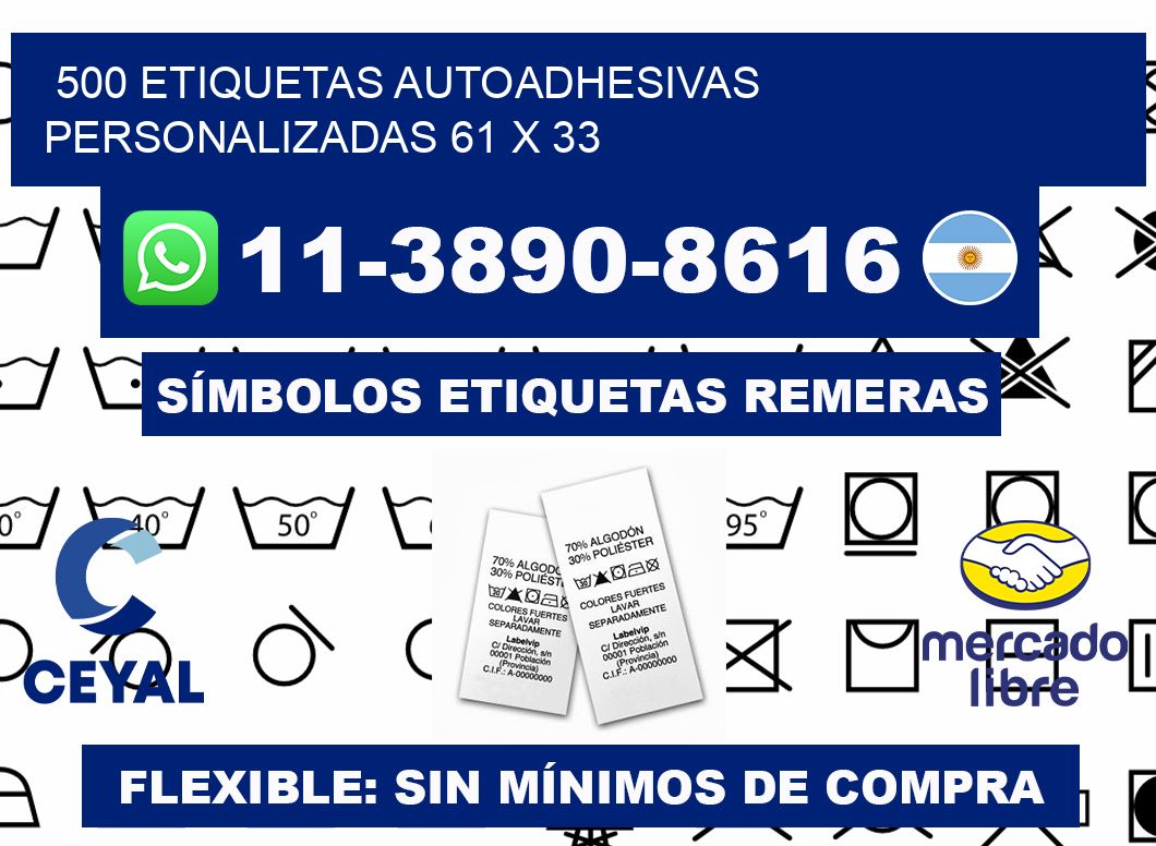500 Etiquetas autoadhesivas personalizadas 61 x 33
