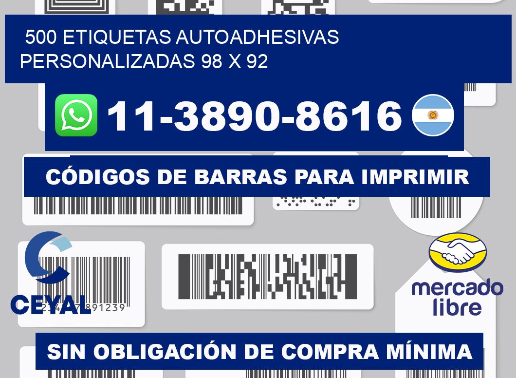 500 Etiquetas autoadhesivas personalizadas 98 x 92