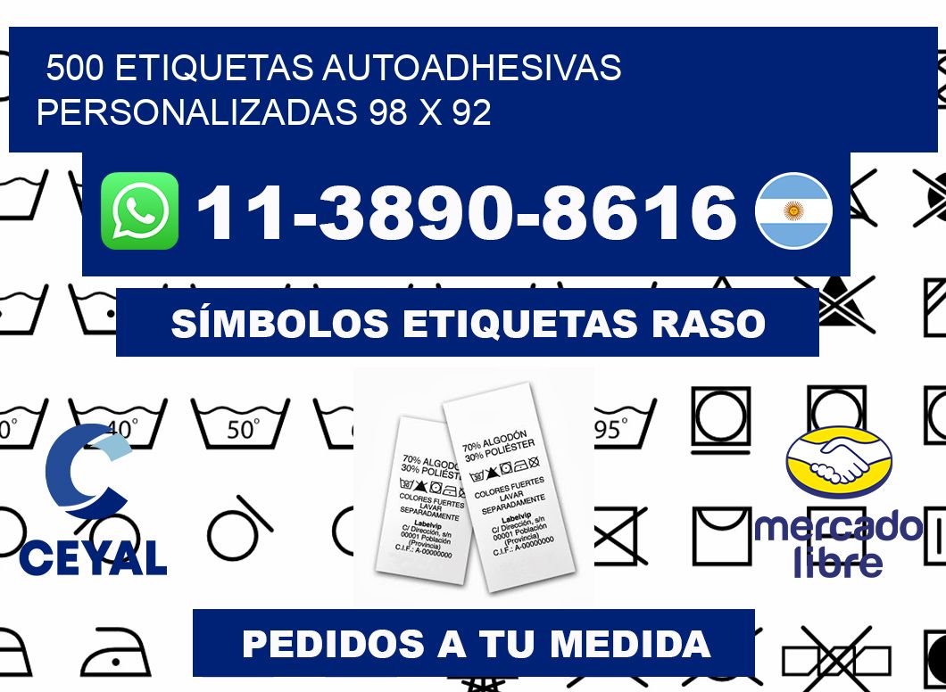 500 Etiquetas autoadhesivas personalizadas 98 x 92