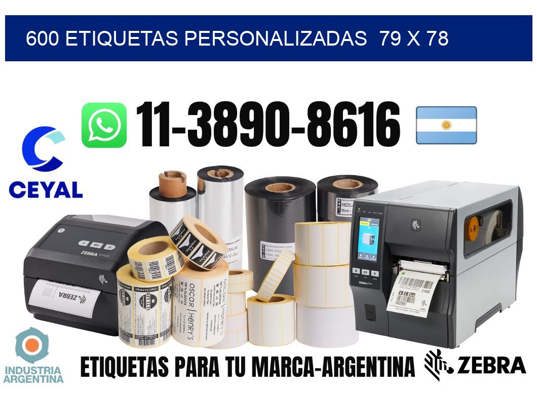 600 etiquetas personalizadas  79 x 78