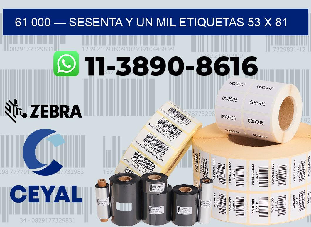 61 000 — sesenta y un mil etiquetas 53 x 81